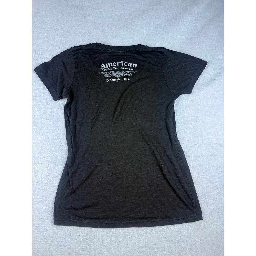 Harley Davidson T-Shirt Womens XL Black American Leominster MA Biker Motorcycle - Picture 2 of 6
